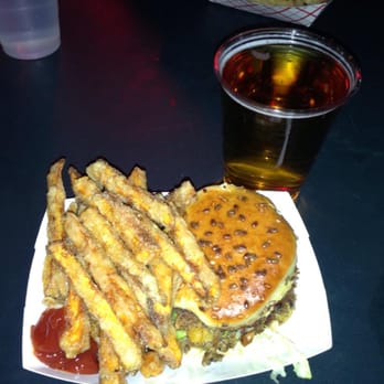 Cullum's Attaboy - The unique, delicious, and best veggie patty in San Antonio on a homemade onion roll next to tempura battered sweet potato fries - Breakfast & Brunch Near Me - San Antonio, Texas