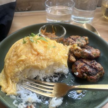 Tanzie's - Lava eggs with chicken sausage - Salad Near Me - Berkeley, California