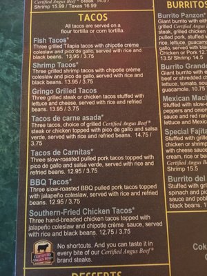 Menu photo 4 El Azteca Mexican Restaurant Atlanta, GA