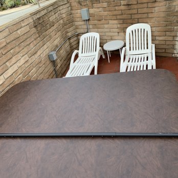 Spa Max - New spa area with outdoor seating, With spa Purchased at spa Max - Hot Tub & Pool Near Me - Corona, California