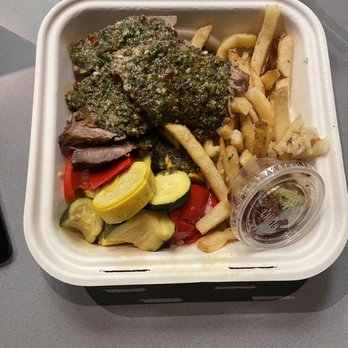 Brown's - lunch plate (rotisserie tri tip, chimichurri, garlic fries, vegetable medley) - American Near Me