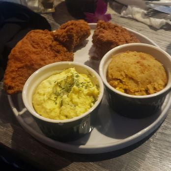 Sweet T's Southern Eatery - Grandma Boobie Fried Chicken with Potato salad and stuffing - Soul Food Near Me - Montclair, New Jersey Sweet T's Southern Eatery - Grandma Boobie Fried Chicken with Potato salad and stuffing - Soul Food Near Me - Montclair, New Jersey