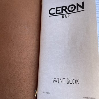 Ceron Kitchen - First page of their wine book at Ceron Kitchen in Alameda. - New American Near Me - Alameda, California