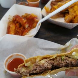 Taco burger had some pink but ate it anyways because I was hungry and wasn't gonna wait for another to be made. Regular tacos are better.