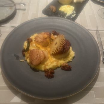 Aqueous - Seared scallops with squash risotto and walnuts - New American Near Me - Farmington, Pennsylvania