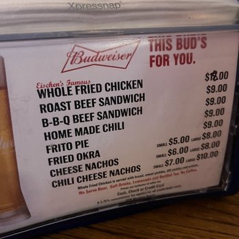 Eischen's Bar - Menu - Bars Near Me - Okarche, Oklahoma