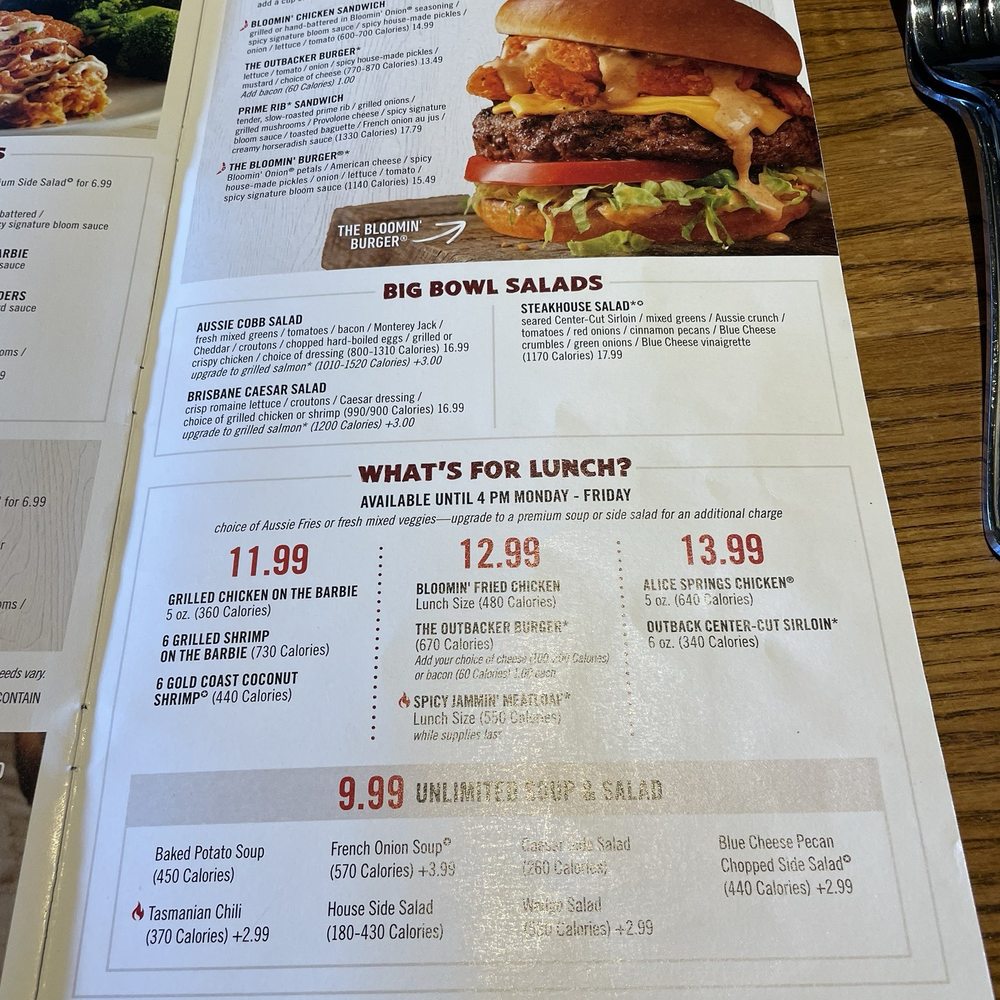Outback Steakhouse - Menu - Steakhouses Near Me - Wappingers Falls, New York