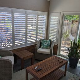 Another shot of our beautiful shutters in the enclosed patio ! Another shot of our beautiful shutters in the enclosed patio !
