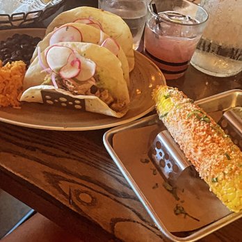 Taco Grande - Elote and carnitas tacos with beans & rice - Tacos Near Me - Wilmington, Delaware Taco Grande - Elote and carnitas tacos with beans & rice - Tacos Near Me - Wilmington, Delaware