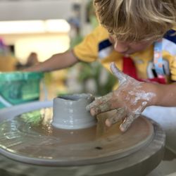 EarthWorks ClaySpace - 4 year old creating a cup, on day one of camp!