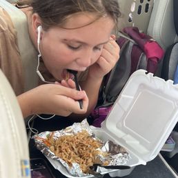 Chicken Pad Thai being devoured by our ten year old