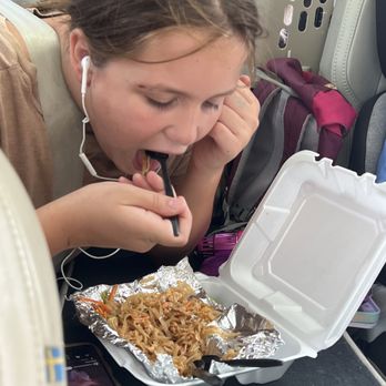 Chok Dee Thai Kitchen - Chicken Pad Thai being devoured by our ten year old - Chinese Near Me - Ash Flat, Arkansas