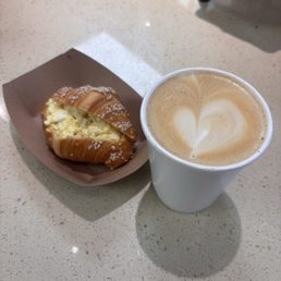 Egg salad croissant and a cappuccino.