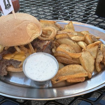 Sacred Cow Tavern - Burger and those dipping fries I mentioned - Pubs Near Me - Cedar Rapids, Iowa