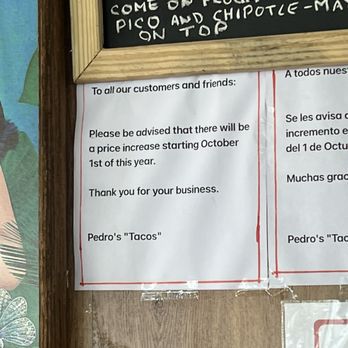 Pedro’s Tacos - PRICE INCREASE AGAIN! - Mexican Near Me - Atlanta, Georgia Pedro’s Tacos - PRICE INCREASE AGAIN! - Mexican Near Me - Atlanta, Georgia