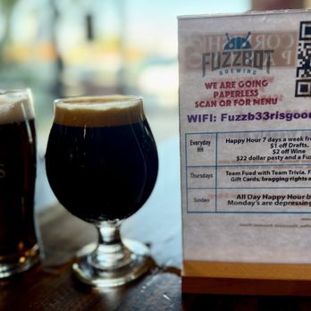Fuzzbot Brewing - Mmmmmm, Left Hand Stout - Fade to Black (right) and Buzzed Bot (left) both AWESOME! - Breweries Near Me - Phoenix, Arizona Fuzzbot Brewing - Mmmmmm, Left Hand Stout - Fade to Black (right) and Buzzed Bot (left) both AWESOME! - Breweries Near Me - Phoenix, Arizona