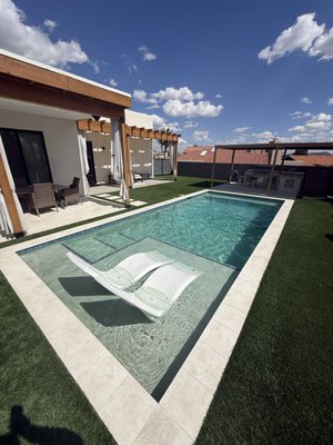 Weekly Pool Service - I brushed the walls and floor, skimmed the water of any debris, Cleaned out all baskets, and checked the Chemical Levels. Weekly Pool Service - I brushed the walls and floor, skimmed the water of any debris, Cleaned out all baskets, and checked the Chemical Levels.