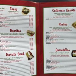 Matamoros - Menu