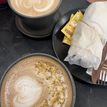 Black Oak Coffee Roasters - Lavender latte, lovers lane latte and bacon burrito - Coffee & Tea Near Me - Healdsburg, California Black Oak Coffee Roasters - Lavender latte, lovers lane latte and bacon burrito - Coffee & Tea Near Me - Healdsburg, California