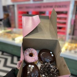 Voodoo Doughnut - Dirt, Portland Cream (x2), and Little Pink