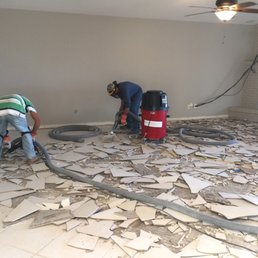 Breaking up the tile.