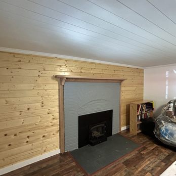 Mountain man home maintenance - New mantle and tongue and groove pine - Plumbing Near Me Mountain man home maintenance - New mantle and tongue and groove pine - Plumbing Near Me
