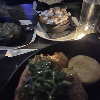 Prime39 - Fried chicken, sweet potatoes. Lobster Mac and cheese, creamed spinach - New American Near Me - Lynbrook, New York Prime39 - Fried chicken, sweet potatoes. Lobster Mac and cheese, creamed spinach - New American Near Me - Lynbrook, New York