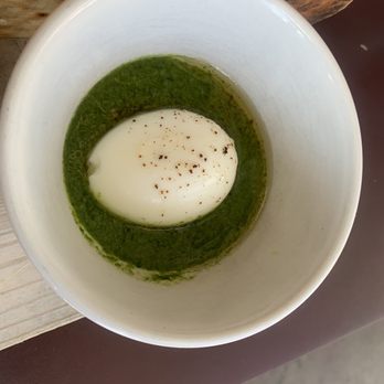 Kantine - Jammy egg with spinach cream - Scandinavian Near Me - San Francisco, California Kantine - Jammy egg with spinach cream - Scandinavian Near Me - San Francisco, California