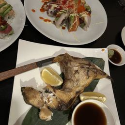 Volcano roll and Hamachi Kama Volcano roll and Hamachi Kama