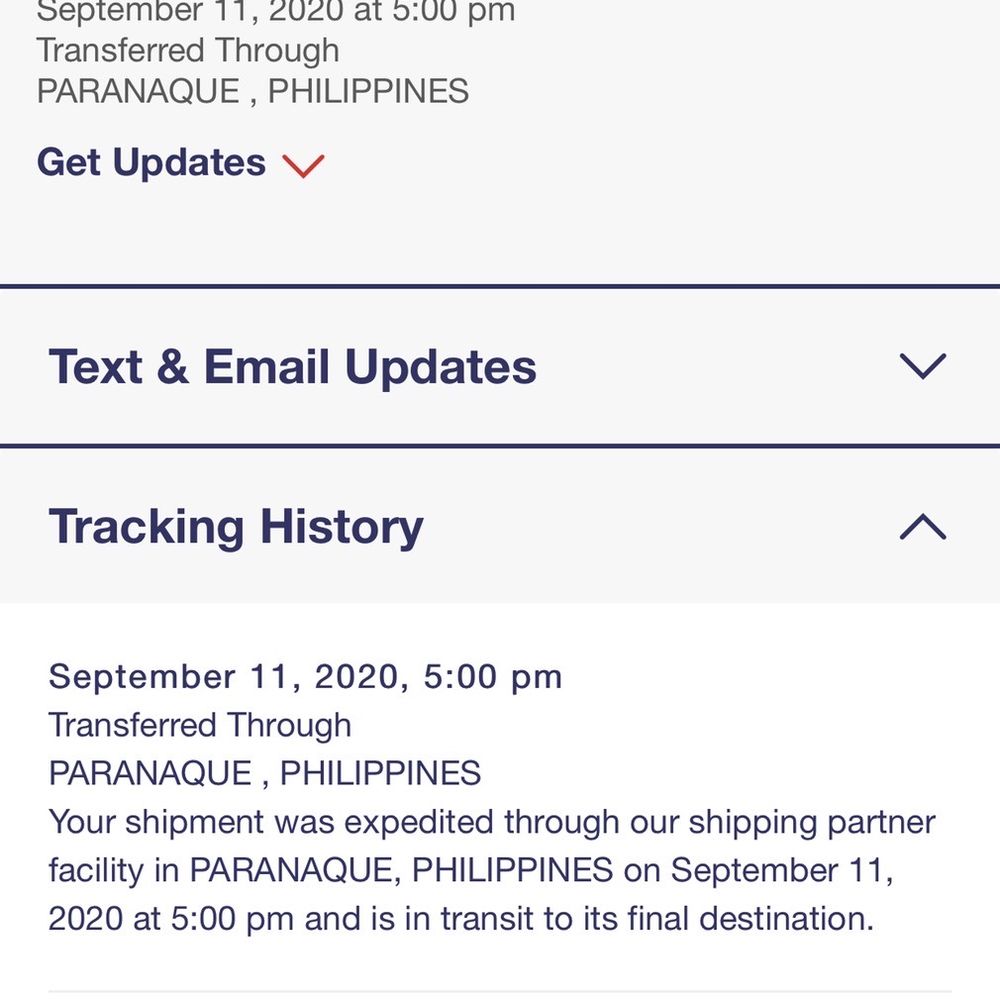 Incorrect tracking info. It was delivered Sep 8.