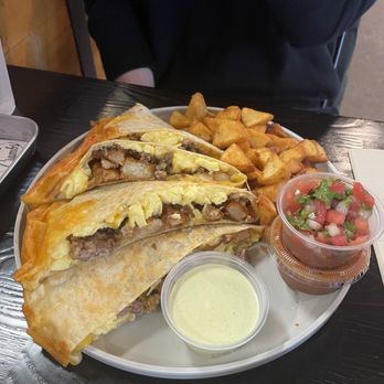 Burnt Crumbs - Breakfast Quesadilla w/ Sausage - New American Near Me - Irvine, California