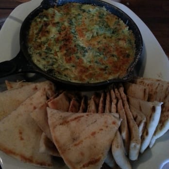 Bungalow Bar - Spinach artichoke dip with pita bread - American Near Me - Seaside, New York Bungalow Bar - Spinach artichoke dip with pita bread - American Near Me - Seaside, New York