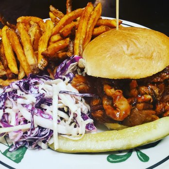 Ulrich's Tavern - Pulled Pork Sandwich with a Blueberry Coleslaw and Fresh Cut Fries. - New American Near Me - Buffalo, New York