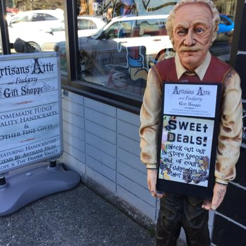 Artisans Attic and Fudgery Gift Shoppe - Closer view of signage at entrance. - Gift Shops Near Me - Hope, British Columbia