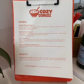 Cozy Congee - Drink menu - Chinese Near Me - Portland, Oregon Cozy Congee - Drink menu - Chinese Near Me - Portland, Oregon