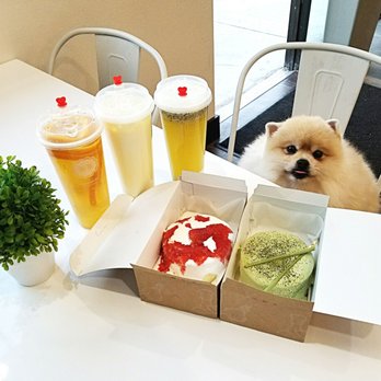 Feng Cha Teahouse - Matcha and strawberry cake. Kiwi basil, mango au lait, citrus king. All watered down with no depth of flavor - Desserts Near Me - Newark, California