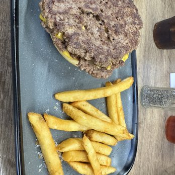 The Tack Room - Smash burger with an order of fries. Your literally get 12 French fries! - American Near Me - Buckeye, Arizona