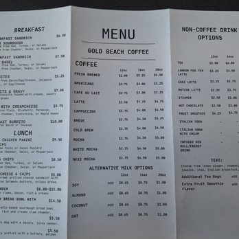 Gold Beach Coffee - Menu May 2025 - Coffee & Tea Near Me - Gold Beach, Oregon Gold Beach Coffee - Menu May 2025 - Coffee & Tea Near Me - Gold Beach, Oregon