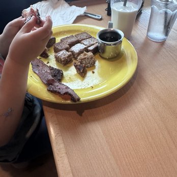 Devoted Kiss Cafe - Kid banana bread French toast (after she started eating and we cut it up) - Breakfast & Brunch Near Me - Gig Harbor, Washington Devoted Kiss Cafe - Kid banana bread French toast (after she started eating and we cut it up) - Breakfast & Brunch Near Me - Gig Harbor, Washington