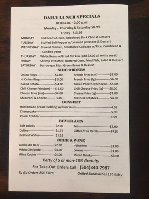 Menu photo 3 Frazier's Connection Marrero, LA