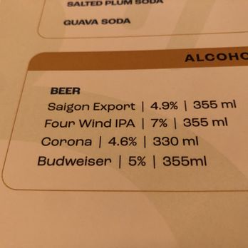 B&D Authentic Viet Cuisine - Beer menu~ (December 2022) - Vietnamese Near Me - Burnaby, British Columbia