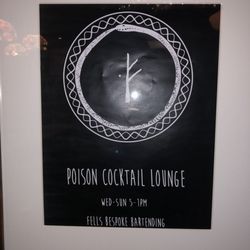 Poison Cocktail Lounge - Entrance sign, which is located on the ground floor near the stairs (bar is in the basement down the stairs)