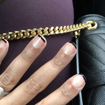 Green Nail - Reg French mani w thin black tip - Nail Salons Near Me - Sherman Oaks, California