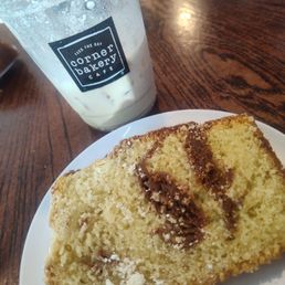 Cinnamon Swirl cake and Pumpkin white chocolate iced latte delicious Cinnamon Swirl cake and Pumpkin white chocolate iced latte delicious