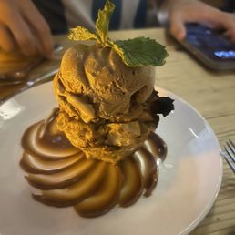 Bread pudding with dulce de leche ice cream. Bread pudding with dulce de leche ice cream.