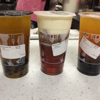 Sharetea - Left: mango green tea 50% sweet; middle: oolong creama 50% sweet; right: passion fruit, orange and grapefruit tea 30% sweet - Coffee & Tea Near Me - Concord, California