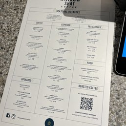 Menu as of August 2022 Menu as of August 2022