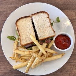 On The Waterfront Restaurant - Chinichurri sandwich with fries