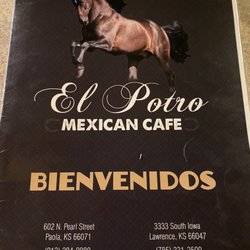 El Potro - Menu cover. Phone numbers listed.