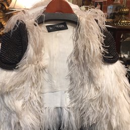 Balmain ostrich feather shrug with chain mail epaulettes Balmain ostrich feather shrug with chain mail epaulettes